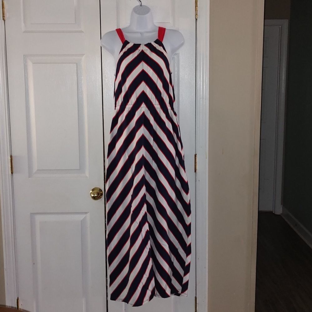 Ladies Gymboree red white blue  maxi dress  Sz 10 EUC